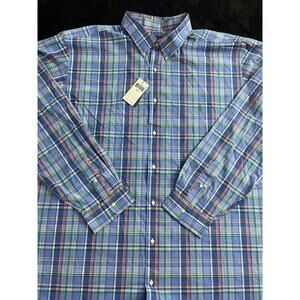 Mens Polo Ralph Lauren Long Sleeve Buttondown Plaid Shirt Blue 4xlt New With Tag